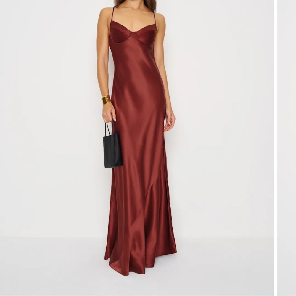 Reformation Deep Red Satin Maxi Dress